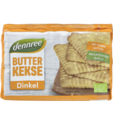 Dinkel-Butterkekse, 200 gr Packung, dennree