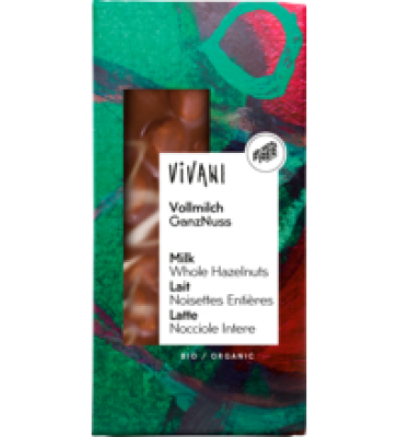 Vollmilch Ganznuss Schokolade, 100 gr Tafel, Vivani