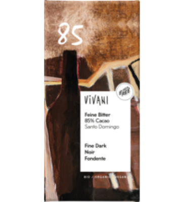 Feine Bitter Schokolade, mit 85% Kakao, vegan, 100 gr Tafel, Vivani