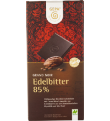 Edelbitter Schokolade mit 85% Kakao, vegan, 100 gr Tafel, Gepa