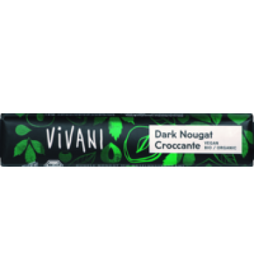 Dark Nougat Croccant Schokoriegel, vegan, 35 gr Stück, Vivani