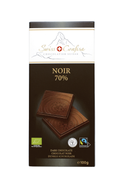 Noir Schokolade mit 70% Kakao, 100 gr Tafel, Swiss Confisa