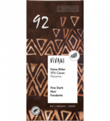 Feine Bitter Schokolade mit 92% Kakao, vegan, 80 gr Tafel, Vivani