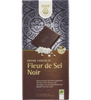 Fleur de Sel Noir Schokolade mit 70% Kakao, vegan, 100 gr Tafel, Gepa