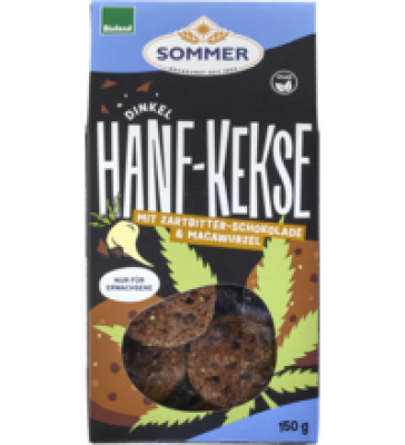 Hanf-Schoko Dinkelkekse, vegan, 150 gr Packung, Sommer