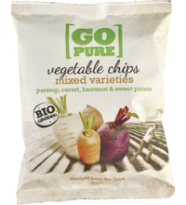 Gemüse-Chips, vegan, 90 gr Beutel, Go Pure