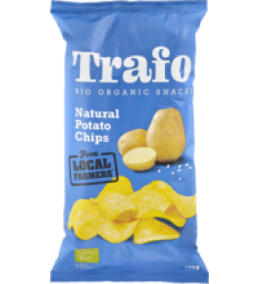 Kartoffelchips mit Salz, vegan, 125 gr Packung, Trafo