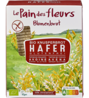 Knäckebrot Hafer, glutenfrei, vegan, 150 gr Packung (2x75 gr), Blumenbrot