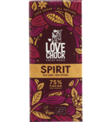 Rich Dark Schokolade „Spirit” mit 75% Kakao, vegan, 70 gr Tafel, Lovechock