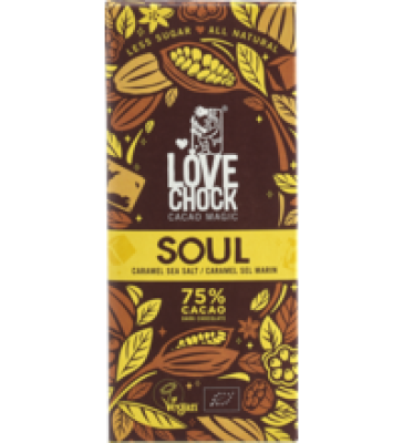 Karamell & Meersalz Schokolade „Soul” mit 75% Kakao, vegan, 70 gr Tafel, Lovechock