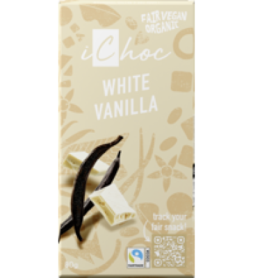 White Vanilla Schokolade, vegan, 80 gr Tafel, iChoc