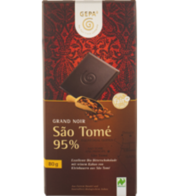 Sao Tomé Schokolade mit 95% Kakao, vegan, 80 gr Tafel, Gepa