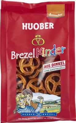Dinkel Brezel Kinder, vegan, 125 gr Packung, Huober Brezel