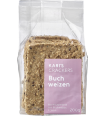 Knäckebrot mit Buchweizen, vegan, 200 gr Packung (8 Stück), Kari's Crackers