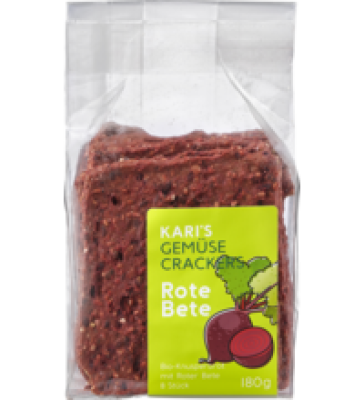 Gemüse Cracker Rote Bete, 35% Gemüseanteil 180 g Packung, Kari's Crackers