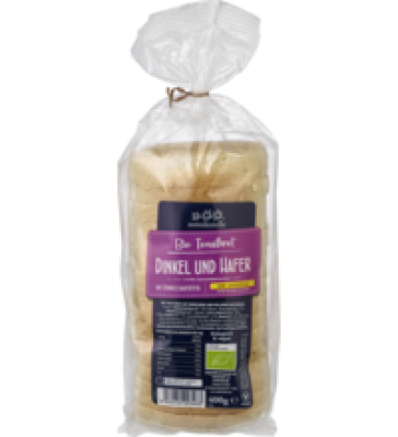 Toastbrot Dinkel und Hafer, geschnitten, vegan, 400 gr Packung, Sottolestelle
