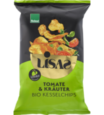Kesselchips mit Tomate & Kräuter, 115 gr Packung, Lisas