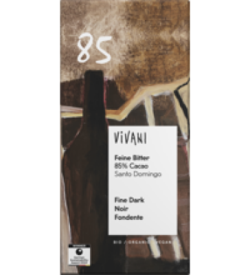 Feine Bitter Schokolade mit 85% Kakao, vegan, 80 gr Tafel, Vivani