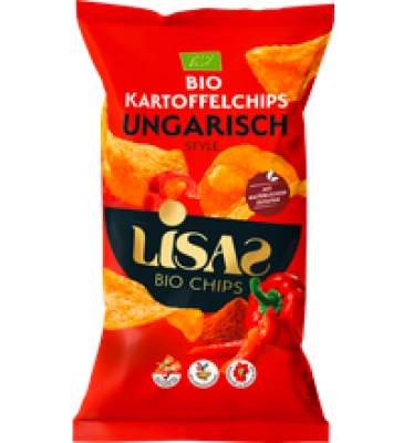 Kartoffelchips Ungarisch Style, vegan, 125 gr Packung, Lisas Bio Chips