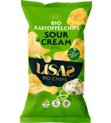 Kartoffelchips Sour Cream Style, 125 gr Packung, Lisas Bio Chips