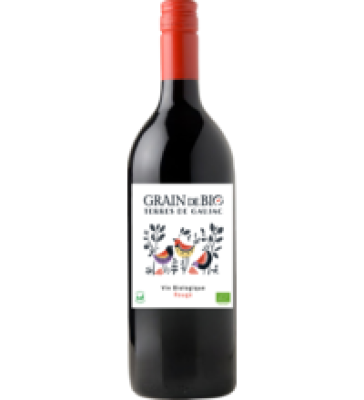 Wein „Grain de Bio“, rot, vegan, 1 ltr Flasche