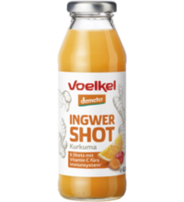 Shot Ingwer & Kurkuma, vegan, 0,28 ltr Flasche, Voelkel
