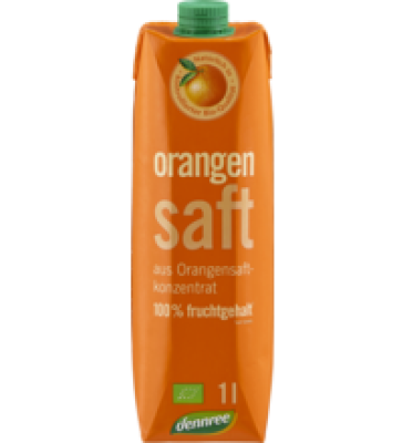 Orangensaft (aus Orangensaftkonzentrat), vegan, 1 ltr Tetra Pack, dennree