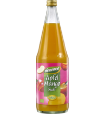 Apfel-Mangosaft, vegan, 1 ltr Flasche, dennree