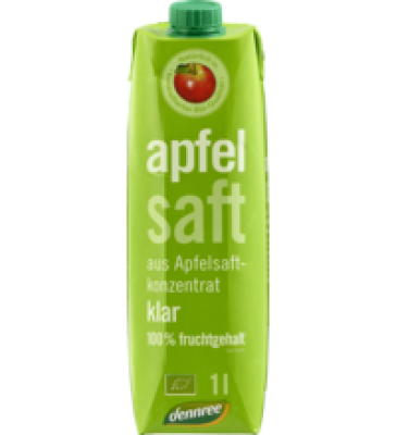 Apfelsaft klar (aus Apfelsaftkonzentrat), vegan, 1 ltr Tetra Pack, dennree