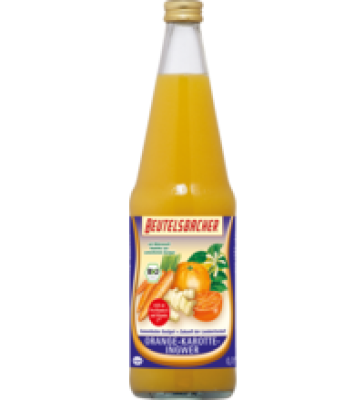 Saft Orange-Karotte-Ingwer, vegan, 0,7 ltr Flasche, Beutelsbacher