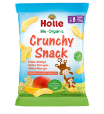Crunchy Snack Hirse-Mango, glutenfrei, vegan, 25 gr Beutel, Holle