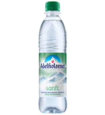 Mineralwasser sanft, wenig Kohlensäure, 0,5 ltr Flasche, Adelholzener