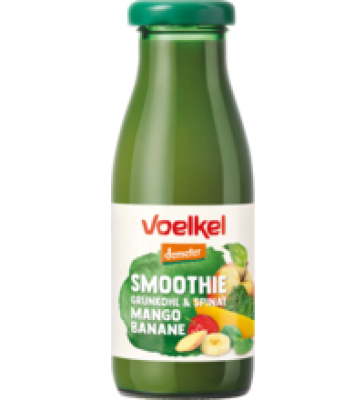 Grüner Smoothie mit Mango, Banane, Grünkohl und Spinat, vegan, 0,25 ltr Flasche, Voelkel