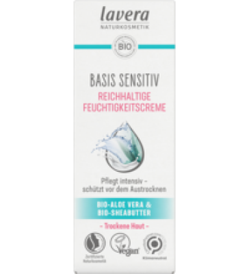 Basis sensitiv reichhaltige Feuchtigkeitscreme, vegan, 50 ml Tube, lavera