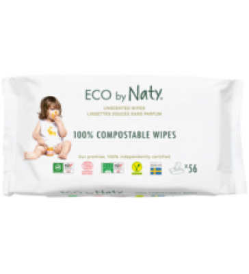 Feuchttücher sensitiv, parfümfrei, vegan, 56 Stück Packung, Naty