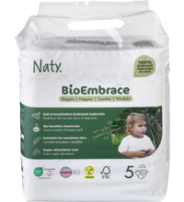Windeln BioEmbrace, Größe 5 (11-25 kg), vegan, 22 Stück Packung, Naty