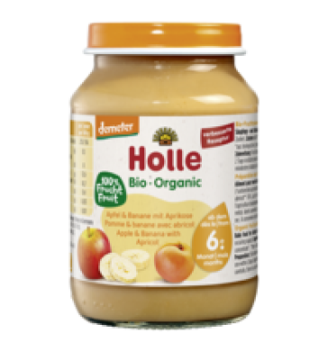 Apfel & Banane mit Aprikose, 190 gr Glas, Holle