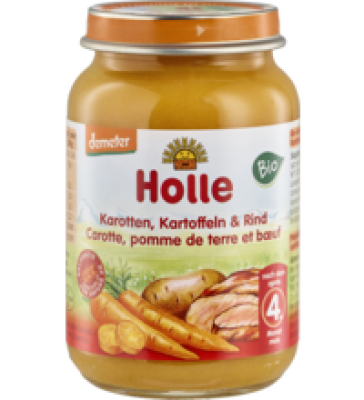 Karotten, Kartoffeln und Rind, 190 gr Glas, Holle