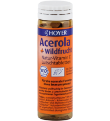 Acerola & Wildfrucht Lutschtabletten, vegan, 60 Stück, Hoyer