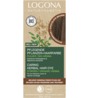 Pflanzenhaarfarbe Pulver Schokobraun 09, vegan, 100 gr Packung, Logona
