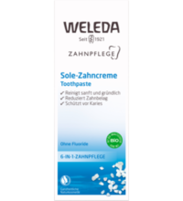Sole-Zahncreme, fluoridfrei, vegan, 75 ml Tube, Weleda