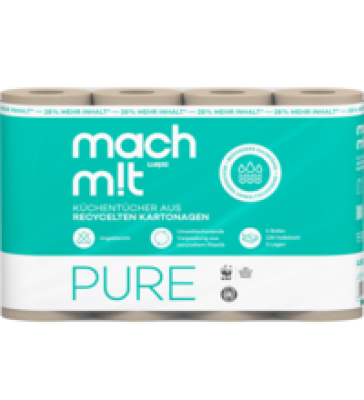 Küchentücher PURE, 3-lagig, 128 Blatt, 4 Rollen Packung, mach m!t