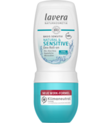 Basis sensitiv Deo Roll-On Natural & Sensitive, ohne Alkohol, vegan, 50 ml Stück, lavera