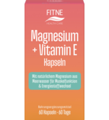 Magnesium + Vitamin E Kapseln, vegan, 60 Stück Packung, Fitne