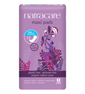 Super Damenbinden, vegan, 12 Stück Packung, Natracare