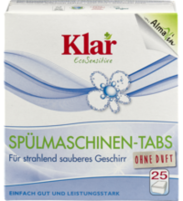 Spülmaschinen-Tabs, vegan, 25 Stück Packung, Klar