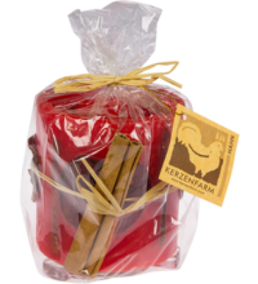 Hurricanekerze Weihnachtsduft, Farbe rot, vegan, 1 Stück, Kerzenfarm Hahn