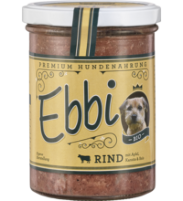Hundefutter Ebbi Rind, 400 gr Glas, Wuff & Mau Heimtiernahrung
