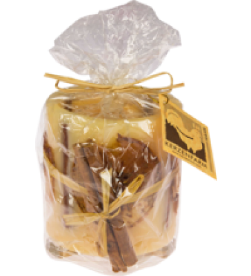 Hurricanekerze Apfel-Zimt, Farbe creme, vegan, 1 Stück, Kerzenfarm