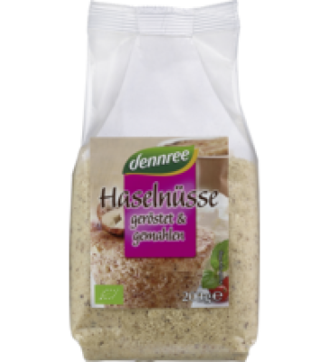 Haselnüsse, geröstet & gemahlen, vegan, 200 gr Packung, dennree